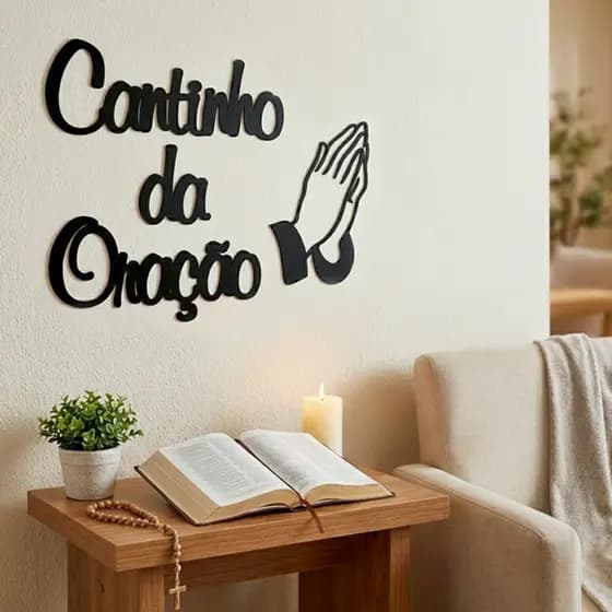 Escrita Em Mdf Cantinho da Oração Decoração Parede Dupla Face