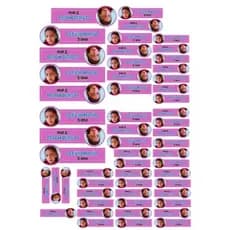 Kit 55 Etiquetas Escolares Personalizadas com Foto da Criança para Material Escolar l Pack de Etiquetas com Foto