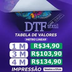 Impressão Personalizada DTF têxtil - 57cmx100 -1 metros (mínimo 1 metro)
