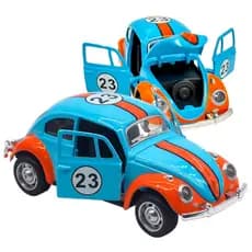 Carrinho Metal Fusca 23 Colecionador Abre Porta Capo Pneu Borracha Classico Corrida Gulf Fricçao Presente Crianças Natal