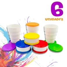 Kt 6 Unid Copo Retratil Infantil Criança Sanfonado Dobravel Copinho Escolar Festa Lembrancinha Prenda Passeio Ferias