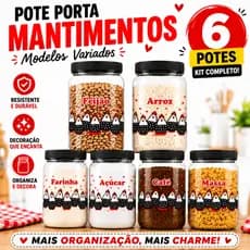 Pote Porta Mantimentos Alimentos Arroz Feijão Café Açucar Farinha e Sal Organizadores Casa Cozinha