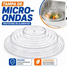 Tampa Para Micro-ondas Protetora De Alimentos Livre De BPA Plástico Multiuso Contra Respingos