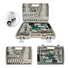 Jogo de Soquete 151 Peças Aço CRV Chave Catraca Combinada 1/2 3/8 1/4 Steel ENVIO IMEDIATO
