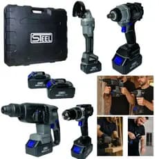 Kit 4em1 Completo Martelete+Lixadeira+Furadeira+Chave Impacto 58V 2 Baterias 4.0Ah ENVIO IMEDIATO