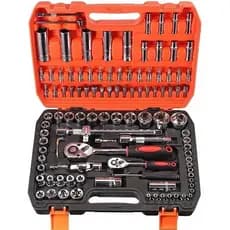Jogo de Soquete p Mecânico Aço CRV 108 Pc Catraca Reversível ORIGINAL ENVIO IMEDIATO