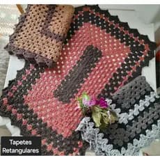 Tapetes de crochê/Tapete de porta 60x40/Tapete Retangular 70x50cm/Tapetinho pra porta oval