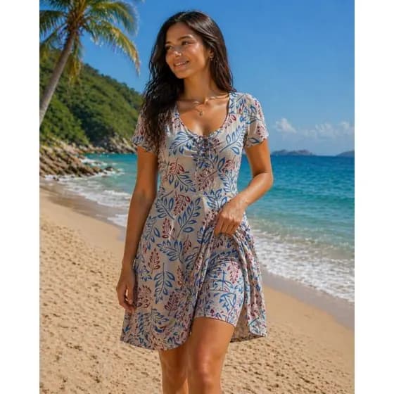 Vestido com Shorts   Fitness e Moda Praia e Caminhada com leves imperfeições disponível do P ao G1