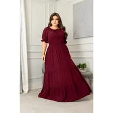 Vestido ciganinha longo  prêmio manga 3/4 moda evangélica