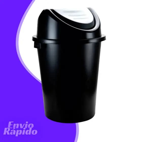 Cesto Com Tampa Basculante Preto 100 Litros Cozinha Quintal Comércio Indústria Loja Hospital Lixeira