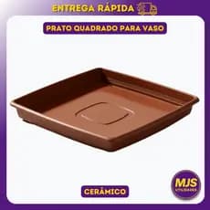 Prato Para Vaso Quadrado 20cm Plástico Reforçado Cerâmico Preto Planta Jardim Flor