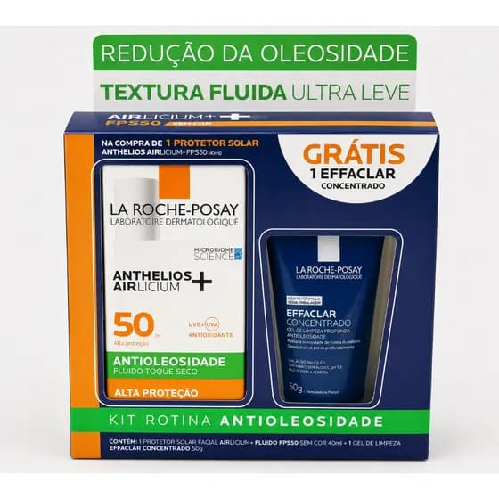 Kit La Roche-Posay Anthelios Airlicium FPS50 + Effaclar Gel Limpeza Pele Oleosa