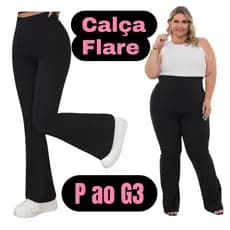 Calça Flare Flanelada Suplex Grossa Bailarina Feminina Preta Inverno