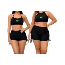 Conjunto Feminino Brasil Único Alça Fina Estilo Único Plus