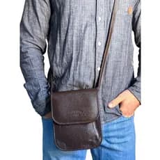 Bolsa Transversal Masculina Em Couro Legitimo Carteiro Capanga