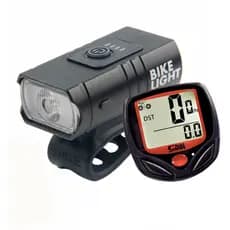 Farol De Bike 2 Led Cree T6 + Velocímetro à Prova D'água Digital com Ciclo computador