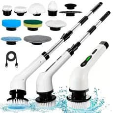 Escova De Limpeza Elétrica Multiuso Rotatória Magica Limpa Canto Friso Banheiro Cozinhha Esfregão Mop 9 Em 1 Bivolt