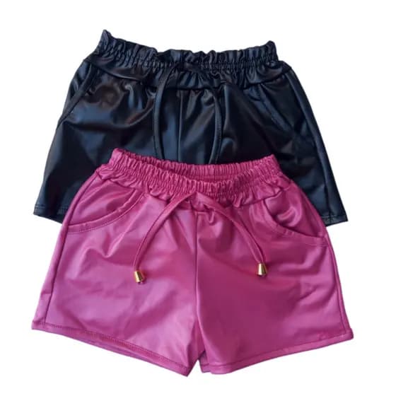 Shorts infantil meninas courino cirre 2 ao 16 shortinhos bermuda meninas feminino Juvenil blogueira