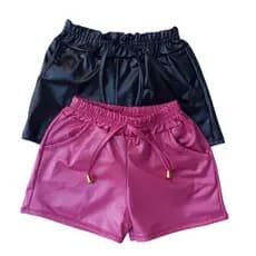 Shorts infantil meninas courino cirre 2 ao 16 shortinhos bermuda meninas feminino Juvenil blogueira