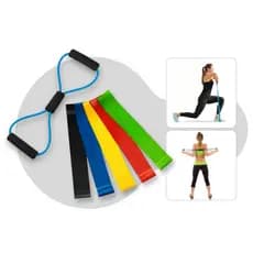 Kit 5 Mini Band Exercícios + Elástico De Tensão Treino Faixa