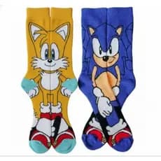 Meia Sonic|Meias divertidas| Kit ou Unidade | Cano alto de algodão|Geek Gamer Presente Criativo