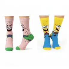 Kit Meias divertidas Bob Esponja e Patrick|Bob Esponja & Patrick|Algodão |