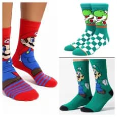 Meias Mario Bros, Luigi e Yoshi – Avulsa ou Kit | Gamer & Geek