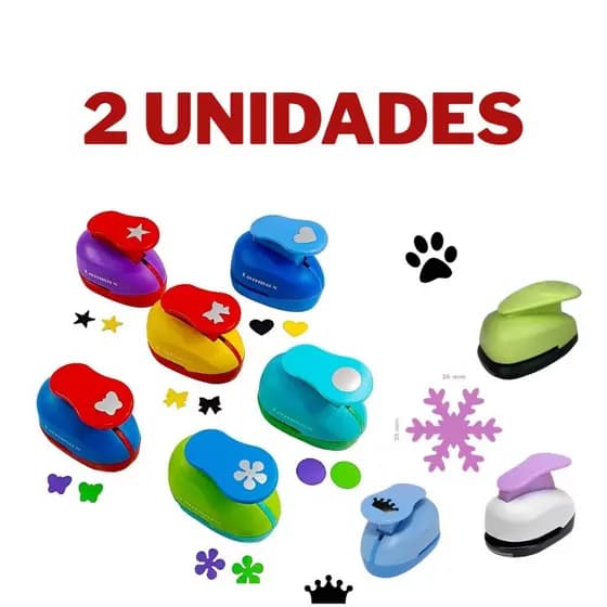 KIT 2 Furador De EVA E Papel 16mm - flor Estrela Laço borboleta quadrado circulo desenhos variados