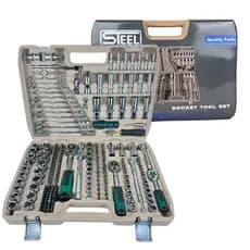 Kit Soquete Completo Profissional 216 Peças 1/2 3/8 1/4 Cr-v Industrial Steel ENVIO IMEDIATO