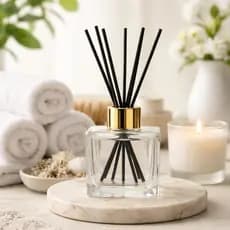 5 Frasco Difusor De Vidro Retangular 200ml + Tampa em Metal Para Aromatizador de Ambiente C/ Varetas