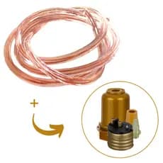 Cabo p/ Instalação e Iluminação Pendente - Niple + Porca + Fio + Soquete