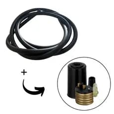 Cabo p/ Instalação de Iluminação Pendente - Fio + Soquete + Porca + Niple