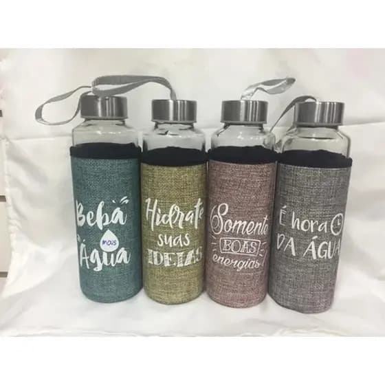 Garrafa De Vidro Com Capa Neopreme 300ml Chá