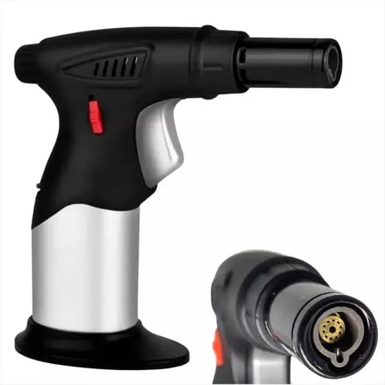 Mini Maçarico Portátil Recarregável com Travamento de Chamas