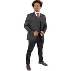 Terno Masculino Gabardine Slim Fit Preto Social Elegante Para Casamento ou Festa