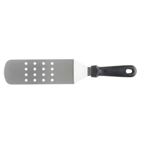 Espátula Profissional em Aço Inox Curva Furada com cabo em Polipropileno Preto 35,5x7 cm Weck