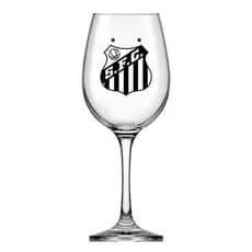 Taça de Vinho Grande Drinks 490ml em Vidro Cristal Santos FC na Caixa