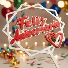 Topo De Bolo Feliz Aniversário 3d Plástico Reutilizável Branco E Vermelho Feliz Aniversário