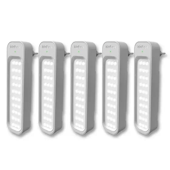 Kit 5 Lâmpadas Luminárias De Emergência 30 Leds 1w Recarregável Bivolt - Intelbras LEA 150 - Instalação Fácil, Até 40m2