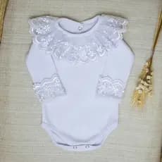 Body Bebê Menina Algodão Renda Gola Luxo Maternidade Conforto Suave Delicado Recém Nascida Roupinha