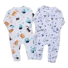Kit 2 Macacões Bebê Menino Soft Peluciado Estampado Sortido com Zíper Conforto e Calor para Inverno