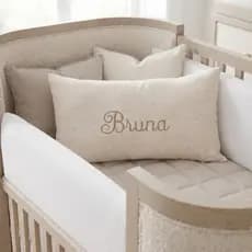 Almofada Bordada Personalizada Com Nome e Iniciais 100% Algodão Refil Removível Com Zíper Luxo
