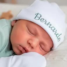 Conjunto Touca Personalizada e Luva Bebê Menino Menina Recém Nascido Algodão 100% Malha Premium