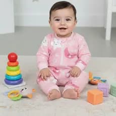 Macacão Bebê Menina Fleece Peluciado de Ziper Inverno Frio Manga Longa Estampa Feminina