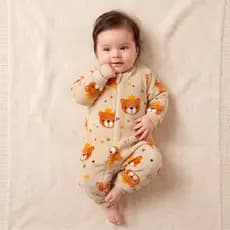 Macacão Infantil Bebê Fleece com Ziper Inverno Peluciado Frio Manga Longa Estampa Premium
