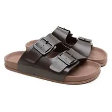 Papete Chinelo Unissex Sandália Tendencia Em Couro Ecológico Premium