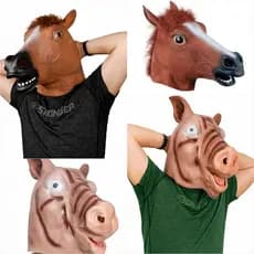 Mascara Realista Cabeça De Cavalo, Husky, Porco e Mestre Yoda - Fantasia Carnaval, Festa, Halloween