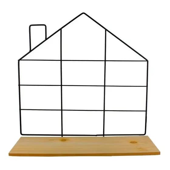 Nicho Prateleira Casinha Aramada De Parede Decorativa Para Vaso Ferro Madeira MDF