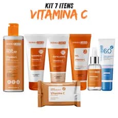 Kit Skin Care Clareador Facial Vitamina C para Manchas, Melasma e Anti-idade Sérum, Sabonete Gel