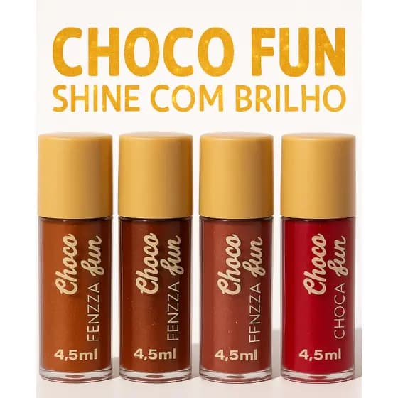 LANÇAMENTO COM BRILHO Novas Cores Tint Cream Choco Fun Shine Gloss Labial Fenzza